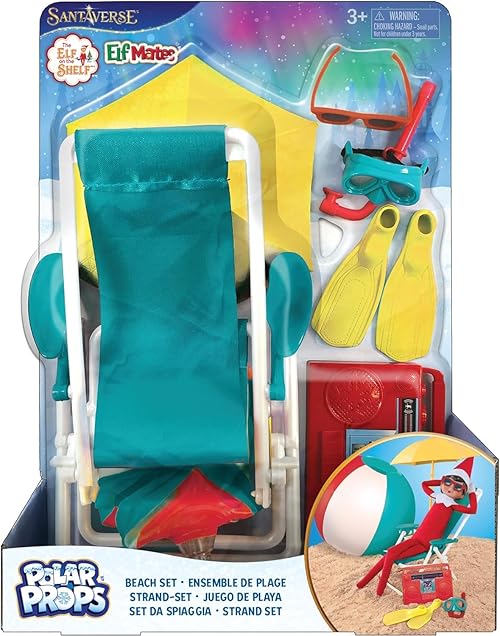 The Elf on The Shelf Beach Vacation Set - 8-Piece The Elf on The Shelf Beach Accessories for Your Scout Elf - Includes Beach Chair, Umbrella, and More - for Ages 3 Years and Above