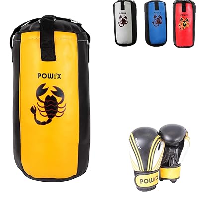 POWRX Boxsack Set inkl. Boxhandschuhe I Boxset für Kinder Jugendliche I 2, 2,5 und 3 Fuß