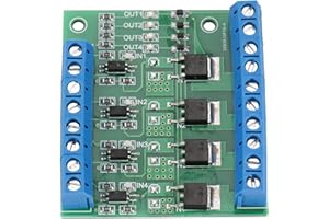 Pissente PWM 4-Channel MOSFET Module, PLC Amplifier Circuit Board Driver, Motor Driver Board 3-20V to 3.7-27VDC 10A