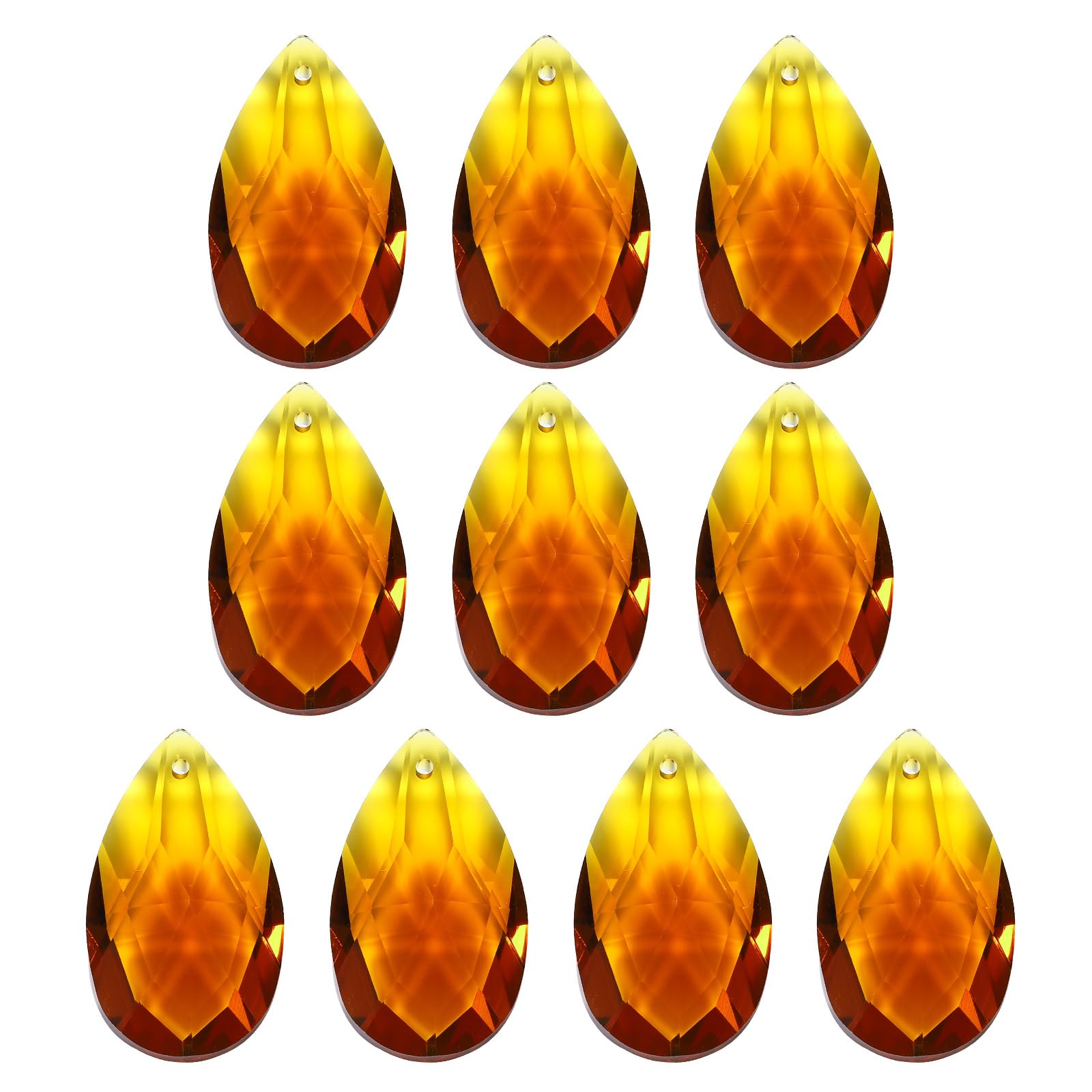 PATIKIL K9 Crystal Pendants Teardrop Beads, 10 Pack 38mm Chandelier Prisms DIY Amber