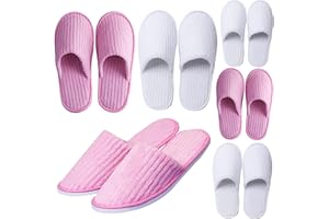 LILIGLORIS 6/10/12 pairs Spa Slippers for Guests, Washable Reusable Disposable Slippers for Women Men, Jacquard Fleece Closed-Toe Design for Hotel, Bathroom, Bedroom, Wedding, Travel, SPA Bulk Slippers for Guest Use