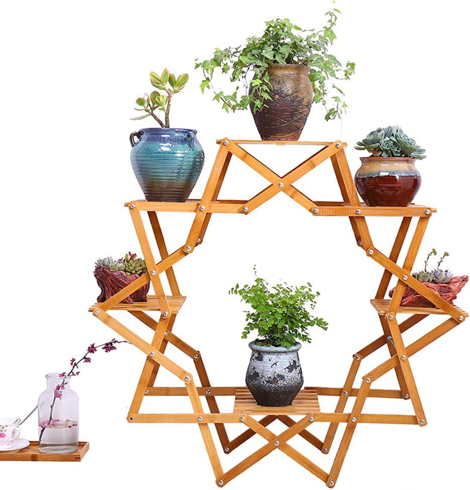 MILUCE Creative wood balcony flower rack living room indoor flowerpot plant rack European wood floor multi - storey shelf