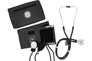 ELITE MEDICAL INSTRUMENTS EMI Elite Medical Instruments EBE-330-Black EMI Sprague Rappaport Stethoscope and Aneroid Sphygmomanometer Blood Pressure Set Kit, Black