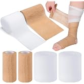 Geiserailie 4 Pcs 2 Layer Compression Wraps Bandage System for Leg Swelling | Compression Wraps Lower, Foam Inner Self-adhesive Outer, Strong Compression, Foam Bandage for Leg Swelling Support