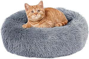 EMUST Pet Cat Bed Dog Bed, Fluffy Cat/Dog Bed for Small Medium Large Pet Cats Dogs, Round Donut Cat Beds for Indoor Cats, Anti-Slip Marshmallow Dog Beds, Multiple Colors