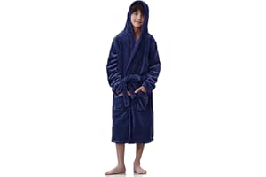 IHU Boys Fleece Robe, Kids Hooded Soft Fuzzy Robes Bathrobe Toddler Flannel Pajamas Sleepwear Spa Plush Robe for Boys Girls
