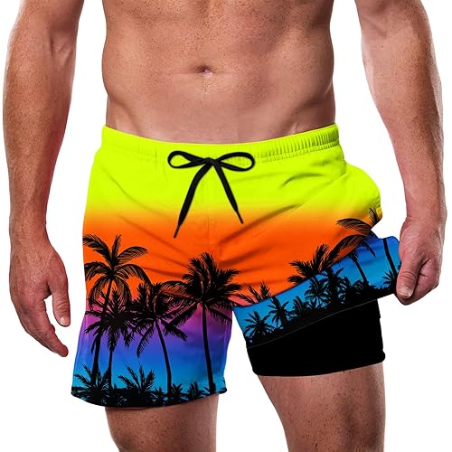 Cozople Mens Swim Trunks with Compression Lined Swim Shorts