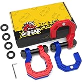 A-BOAR Separate D-Ring Shackles, 2Pack, 3/4" Separate D-Ring Shackles 7/8" Pin, 57320lbs Breaking Strength, Heavy Duty Forged Steel, D-Ring Towing Winch Shackle for Recovery, 4x4 Off-Road, RedBlue