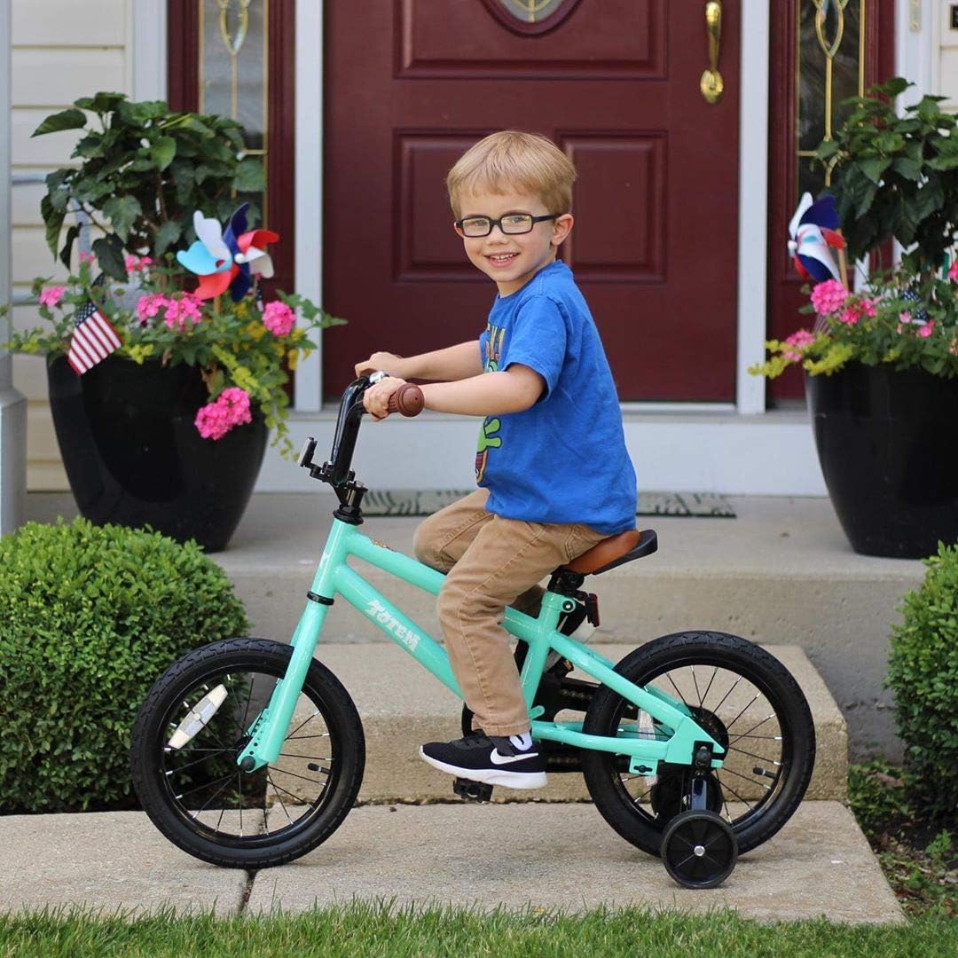 JOYSTAR Totem Kids Bike for 2-9 Years Old Boys Girls BMX Style Bicycles 12 14 16 18 Inch with Training Wheels, 18 Inch with Kickstand and Handbrake Children Bikes, Blue Ivory Pink Green Silver : Sports & Outdoors