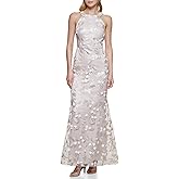 Eliza J Womens Sleeveless Halter Neck Flower Detail Gown