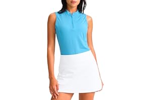 Soothfeel Women's Golf Polo Shirt Tank Tops Sleeveless 1/4 Zipper Collarless Quick Dry Athletic Tennis Shirts for Women
