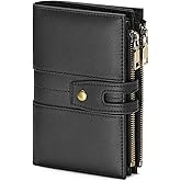 GAEKEAO Wallets for Women Leather RFID Blocking Bifold Double Zipper Pockets Wallet Card Case Purse with 4 ID Windows
