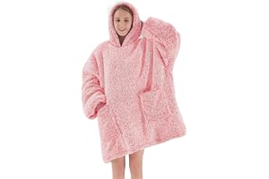 greenoak Blanket Hoodie Oversized Sherpa Wearable Blanket Sweatshirt, Plush Cozy Warm Hooded Blanket