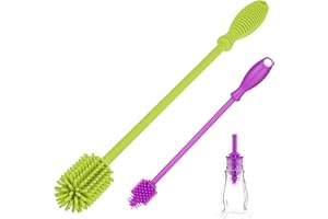 A-Brush Silicone Bottle Cleaner Brush, 2 Piece Set, Flexible, Long Handle - Water Bottle Cleaner, Baby Bottle Nipple Brush for Plastic & Glass, BPA-Free Dish Washing Brush A2S Protection
