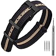 ANNEFIT Nylon Watch Band 16mm 18mm 20mm 22mm, One-Piece Waterproof Military Watch Straps with Heavy Buckle