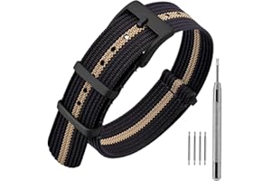 ANNEFIT Nylon Watch Band 18mm 20mm 22mm, One-Piece Waterproof Military Watch Straps with Stainless Steel Buckle