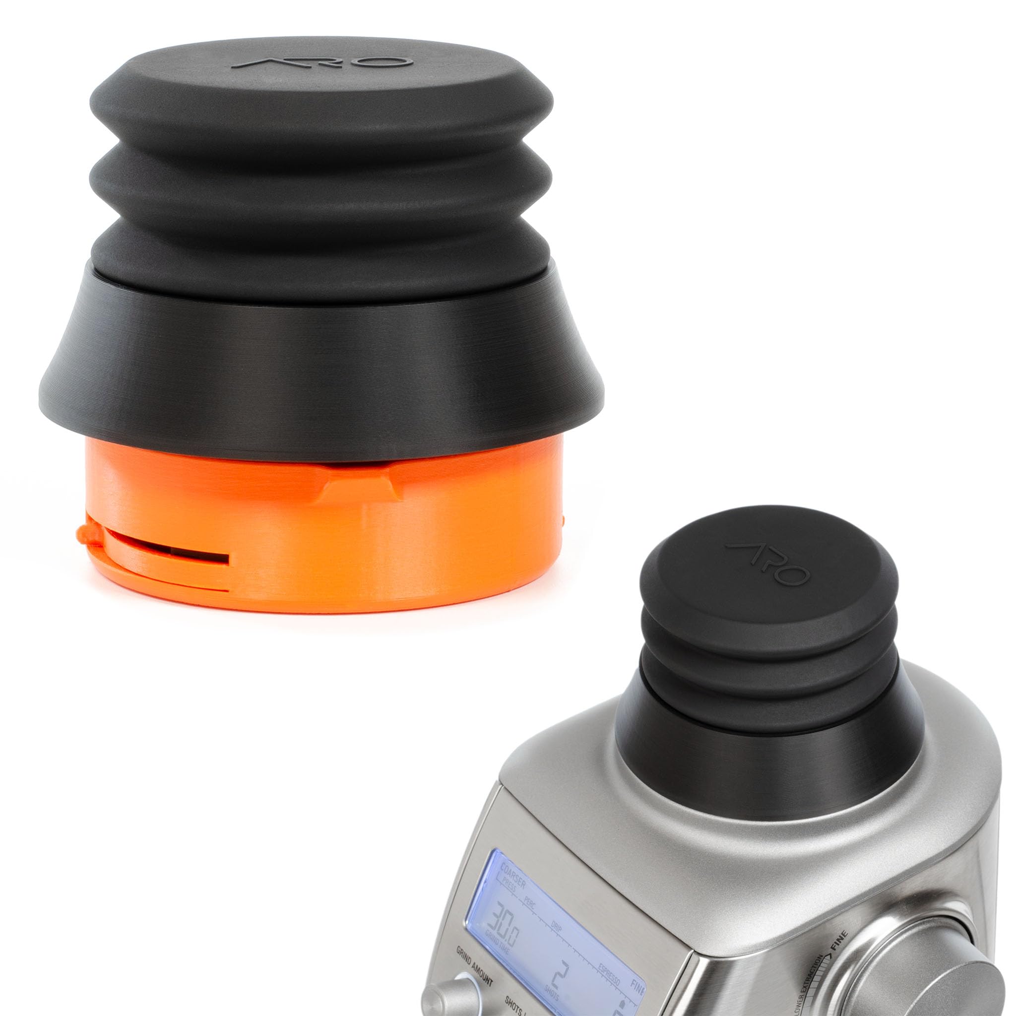 FusedLine Single Dose Hopper with Silicone Bellows and Anti-Popcorning Weight | Compatible with Sage Smart Grinder Pro | Black