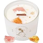Large Crystal Candles for Women - 12oz Soy Wood Wick Candles That Crackle. Scented, Non-Toxic, Luxury Aromatherapy. Unique Meditation Spiritual Gifts for Women