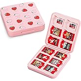 FUNDIARY Strawberry Game Card Case for Nintendo Switch 2/Switch, Cute Game Holder Cartridge with 12 Switch Games Card and Micro SD Cards, Pink Portable Compact Storage Case with Magenic Closure Design