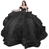Mauuwy Princess Ruffles Quinceanera Dresses with Bow Puffy Lace Crystal 15 Dresses for Quinceanera Layered Tulle Ball Gown