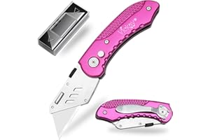 Vickay Utility Knife Heavy Duty Box Cutter with 5 SK5 Quick Change Blades, Safety Axis Lock Design Razor Knife, Lightweight A