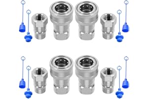 Cplbrb 3/8'' Ag ISO 7241-B Hydraulic Quick Connect Coupler Set,Heavy-Duty Carbon Steel Coupling Fittings with 3/8'' Body and Dust Cap-4 Sets