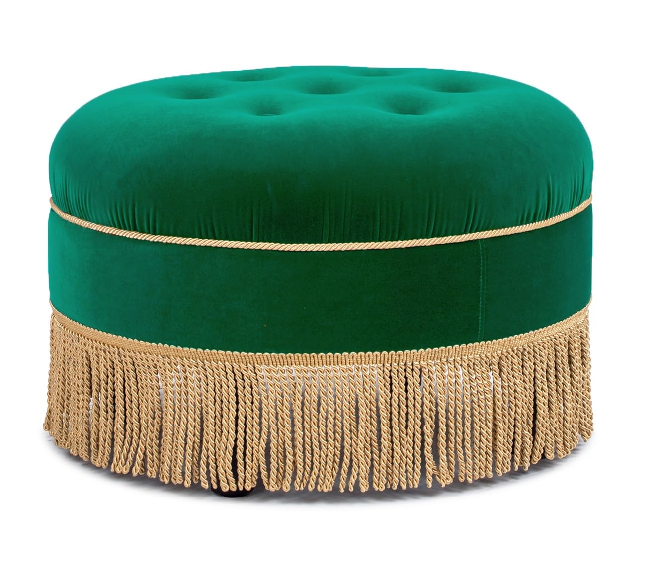 Jennifer Taylor Home Yolanda 24" Round Upholstered Accent Ottoman, Ultramarine Green Image