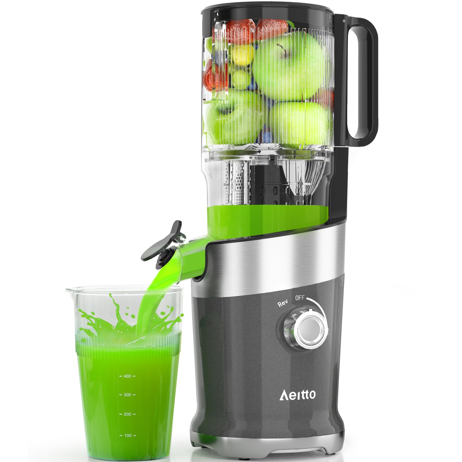 Photo 1 of Aeitto Cold Press Juicer, Juicer Machines with Large Feed Chute, Fits Whole Vegetables and Fruits, Professional Juice Maker, Easy to Clean, High Juice Yield, Easy to Assemble