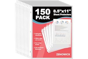 150 Pack Sheet Protectors 8.5 x 11 inch Clear Page Protectors for 3 Ring Binder Non-Glare, Plastic Sleeves for Papers, Docume