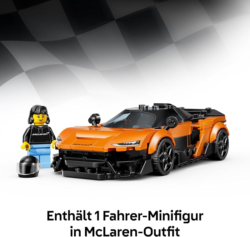 Speed Champions McLaren W1 - Modellauto mit sammelbarer Fahrer Minifigur - Geburtstagsgeschenkidee für Jungen ab 9 Jahren und Motorsportfans - 77257