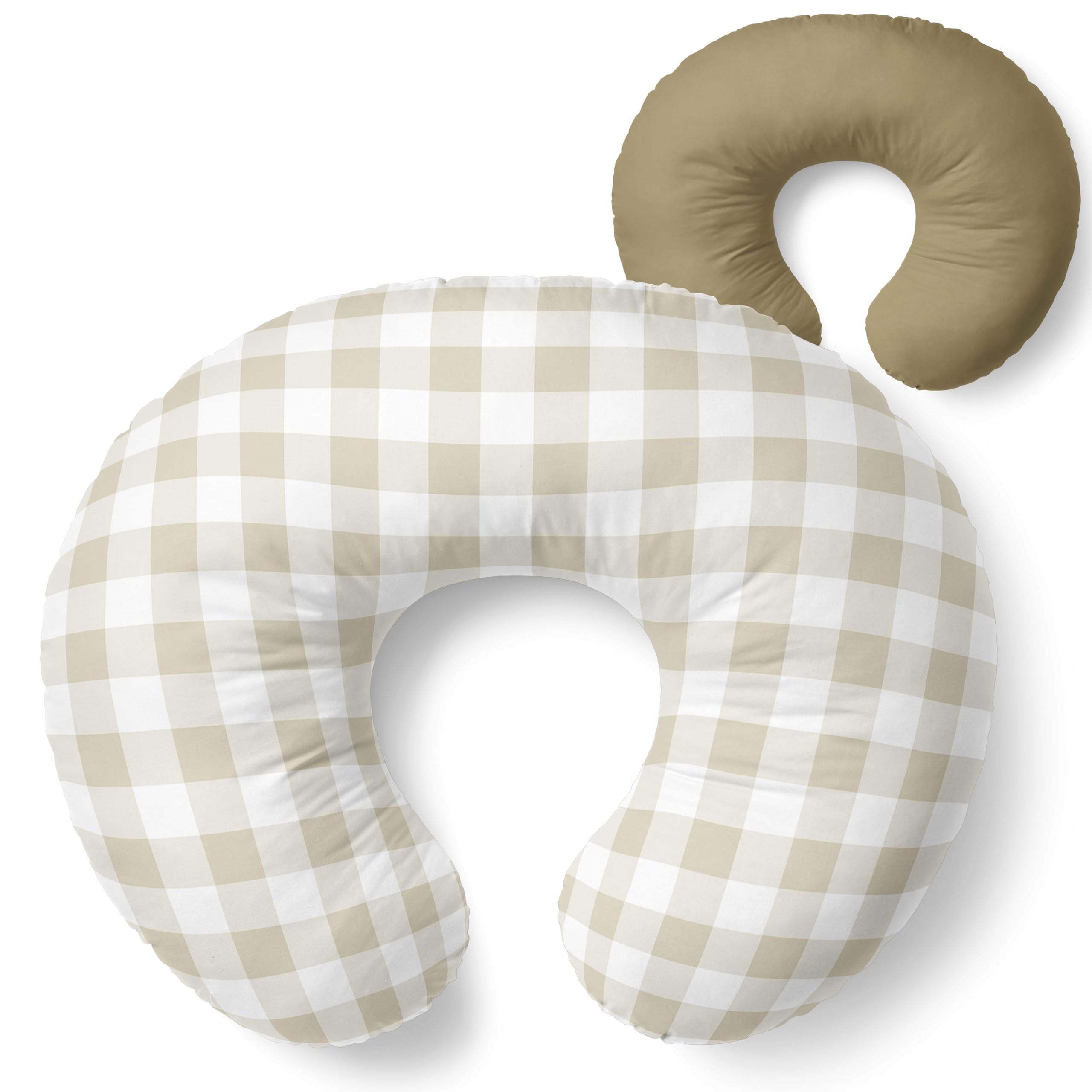 Photo 1 of Pobibaby 1-Pack Premium Nursing Pillow Cover - Ultra Soft & Stretchy 96% Cotton, Breastfeeding Pillow Cover for Baby Boys and Girls (Gingham Khaki)