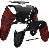 eXtremeRate Custom Back Housing Bottom Shell Compatible with p s 5 Edge Controller, Non-Slip 3D Splashing Cover, Game Improvement DIY Replacement Back Case & Clip Shell - Textured Red