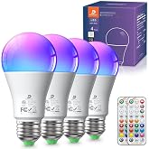 DUSKTEC Color Changing Light Bulb, LED Light Bulbs 100 Watt Equivalent | Remote Control, 9 RGB Colors &amp; 3CCT, DIY/Timer/Sleep Mode,12W, 1300 Lumens, A19 E26 Lightbulbs for Home (4 Pack)