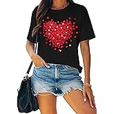 MAIHUN Womens Valentines Day Shirts Cute Love Heart Tshirts Funny Teen Girls Valentines Short Sleeve