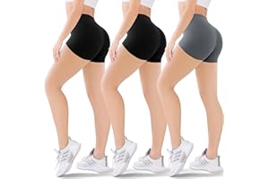 Blisset 3 Pack Women's Active Shorts - 3”/5”/8”High Waist Tummy Control No See -Through for Cycling Jogging Gym Workouts
