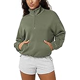 ODODOS Women's Modal Soft Cinchable Sweatshirts Half Zipper Funnel Neck Oversize Pullover with Pockets