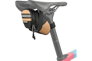 Rhinowalk Compact Bike Seat Bag �C 0.4L Waterproof Saddle Pouch, Reflective Strip, and Inner Mesh Pocket �C Fits Under Bicycle 