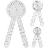 Goniometer Set 3 Pieces of 6/8/12 Inch Occupational Physical Therapy Protractor Tool Measurement Angle Ruler Kit Plastic 360 Degree Universal (3pc)