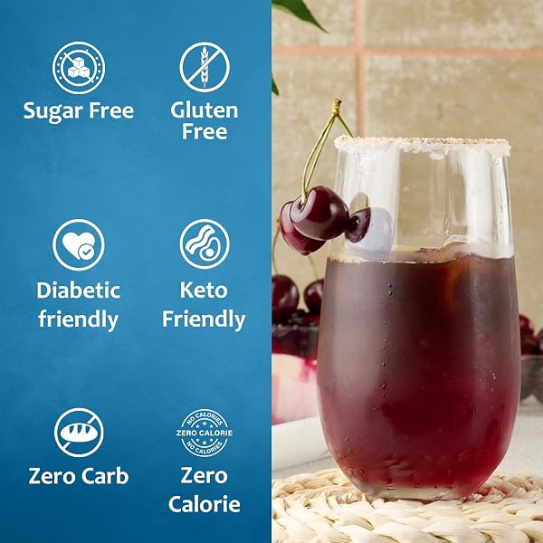 SYRUVIA SUGAR-FREE CHERRY SYRUP, FLAVORED SYRUP FOR DRINKS, COCKTAILS, LEMONADES, ICED TEAS, AND DESSERTS – 25.4 FL OZ