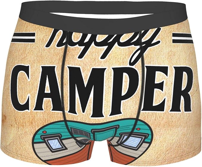 Happy Camping Camper Mens Boxer Briefs Soft Novelty Underwear Comfort
