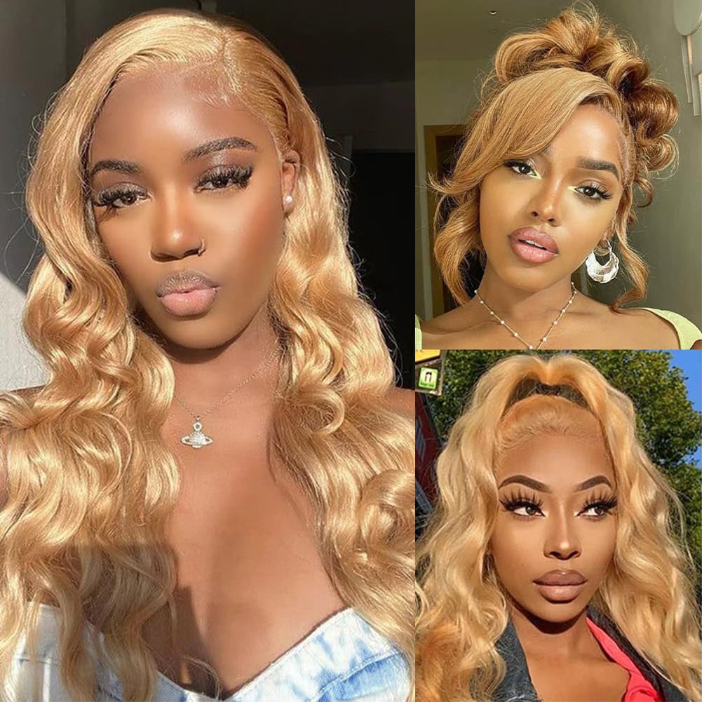 HEFABRIGHT Honey Blonde HD Lace Front Wig 32 Inch Blonde Wig Human Hair Wigs Body Wave Lace Front Wigs 13X4 Honey Blonde Wig Pre Plucked Glueless Wigs 27# Human Hair Wig Colored 180% Density — image 1