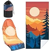 Hahafelt 2 Pack Car Seat Towel Covers with Storage Bag 63 x 32 Inch Athletic Running Towel Seat Sweat Washable Non Slip Cover Gift for Car Outdoor Sport Activities (Sunset)