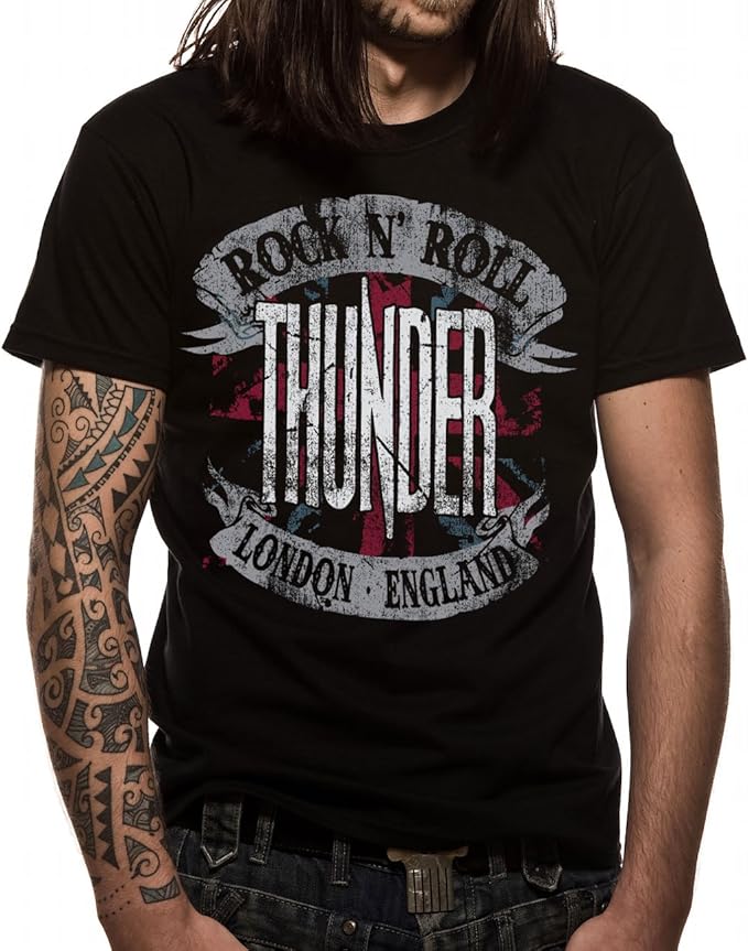 Thunder Rock N Roll Mens TShirt Black Small Amazon.co.uk Clothing