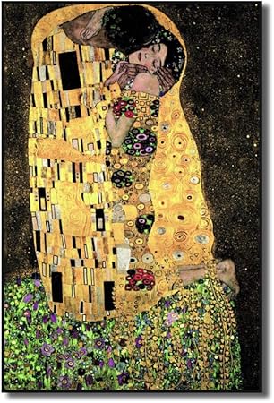 Amazon Canessioa 12インチx18インチ キャンバスウォールアート Kiss 有名な油絵複製 ロマンス愛好家 絵画 モダン シンプル ライフ ポスタープリント リビングルーム 寝室 浴室 オフィス スタジオ ショップ 宴会 ホール ウォールステッカー オンライン通販