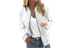 AAZJSS Women's Casual Floral Zip Up Bomber Jacket Spring Long Sleeve Coat Stand Collar Lightweight Short Outwear Tops