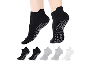 XINRUI 5 Pairs Yoga Pilates Socks for Women,Non-Slip Yoga Socks with Grips, Ankle Grip Socks for Yoga Pilates Barre Hospital