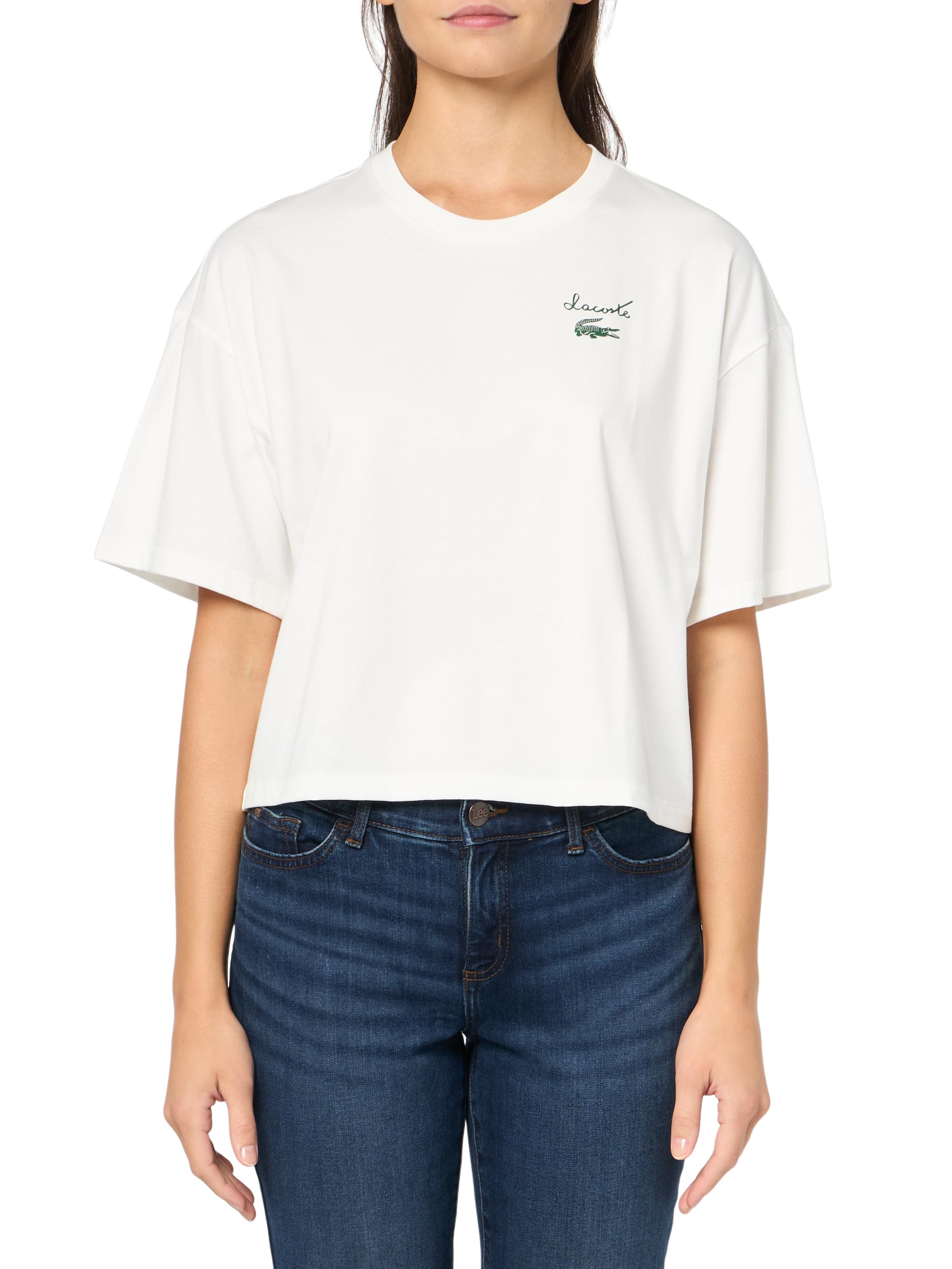 Lacoste Women’s Logo Jersey T-Shirt, Flour, 12