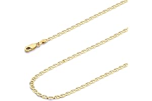 Wellingsale 14K Solid Gold Flat Mariner Chains (Select Options)