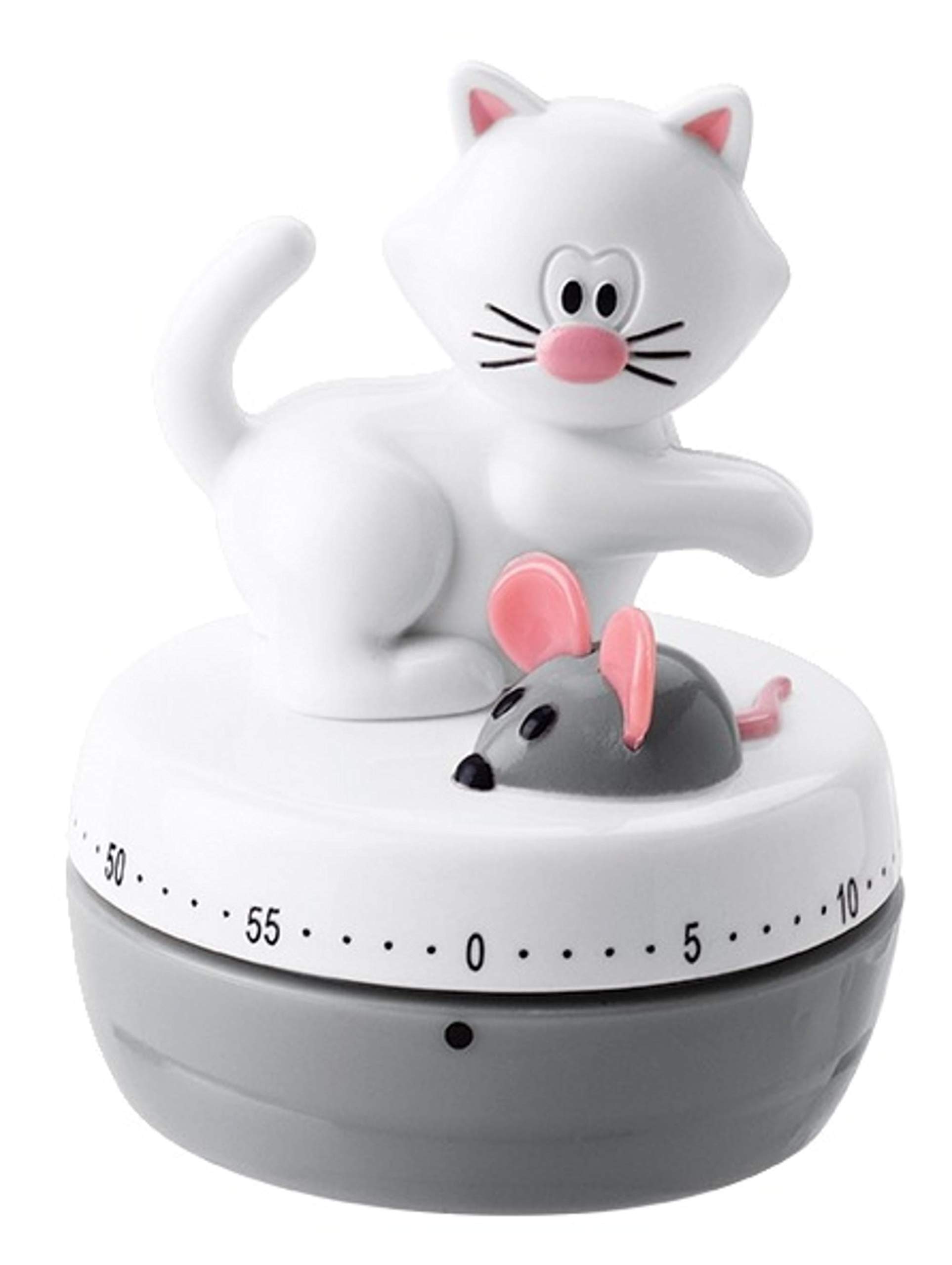 Joie Meow Kitchen Timer – 60-Minute Mechanical Cooking Timer, Cat-Themed, BPA-Free Plastic, Multicolor
