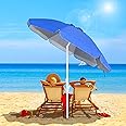 CHOICEHOT 6.5' Beach Umbrella Outdoor Portable Beach Umbrella with Sand Anchor Push Button Tilt with Carry Bag Royal Blue